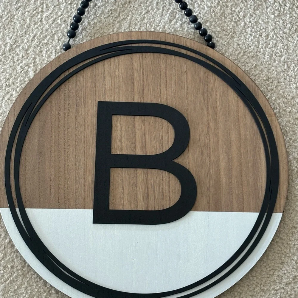 Black and Brown Monogram Round Door Decor - Picture 1 of 6
